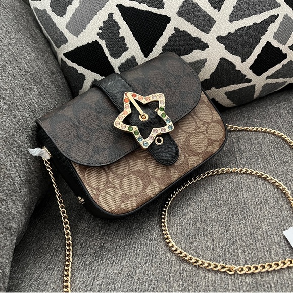 NWT COACH C7013 Gemma Crossbody In Blocked Signature Canvas With Star Buckle - Picture 8 of 16